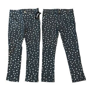 Girls Size 4 Pants Gray Stretch Jeans Gray Glitter Stars Spandex Bizfete Lot 2
